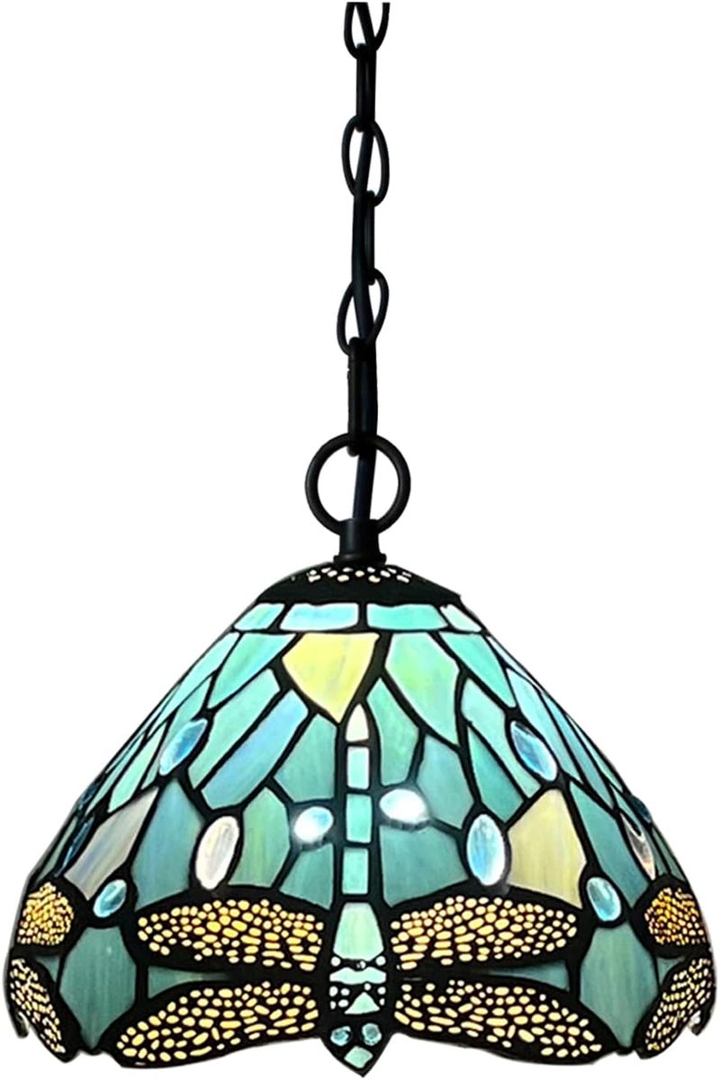 TCODTPOL Small Tiffany Lampshade Replacement Only Stained Glass Style Lamp Shade 8 Inch Fit for Table Desk Lamp, Pendant Ceiling Light Fixture (Blue Dragonfly) - Image 4